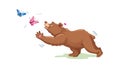 Brown Bear Chasing Butterflies: Forest Fun, vector design Generative AI Royalty Free Stock Photo