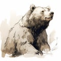 Brown Bear Digital Illustration With Concise Brushwork Techniques