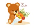 Brown bear doll with flowers Royalty Free Stock Photo