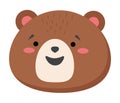 Brown bear head looks straight. Smiling Teddy bear icon. Bear vector flat illustration isolated Royalty Free Stock Photo