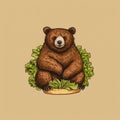 Brown Bear With Lettuce: A Psychological Phenomena Illustration