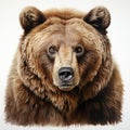 Realistic Hyper-detailed Brown Bear Painting On White Background