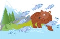 Brown bear and salmon