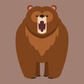 Brown bear vector funny happy animal cartoon predator cute character illustration Royalty Free Stock Photo