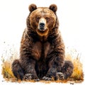 Brown bear on a white isolated background, king of the forest - AI generated image Royalty Free Stock Photo