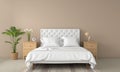 Brown bedroom interior, 3D rendering