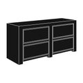 Brown bedside table with drawers.Nightstand next to the bed.Bedroom furniture single icon in black style vector symbol