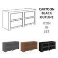Brown bedside table with drawers.Nightstand next to the bed.Bedroom furniture single icon in cartoon style vector symbol