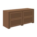 Brown bedside table with drawers.Nightstand next to the bed.Bedroom furniture single icon in cartoon style vector symbol