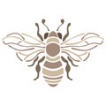 A brown bee painted in flat style. Design for company logo, emblem, stencil, modern insect tattoo