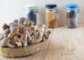 Brown beech, Buna shimeji mushrooms. Royalty Free Stock Photo