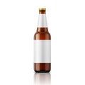 Brown beer bottle with labels template