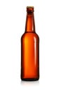 Brown beer bottle with long neck isolated on white Royalty Free Stock Photo