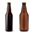 Brown beer bottle mockup. Alcohol glass bottle Royalty Free Stock Photo