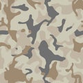 Brown beige camouflage seamless pattern. Modern military camo texture. Desert masking color Royalty Free Stock Photo