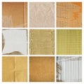 Brown and beige colored corrugated cardboard pieces detail, cardboard collage Royalty Free Stock Photo