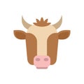 Brown and beige cow face minimalist illustration Royalty Free Stock Photo