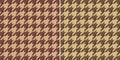 Brown Beige Houndstooth Vector Pattern. Set Of 2 Royalty Free Stock Photo