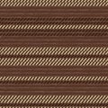 Brown and beige rug woven striped fabric seamless pattern, vector Royalty Free Stock Photo