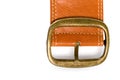 Brown belt with bronze buckle Royalty Free Stock Photo