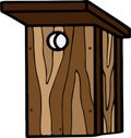 Brown birdhouse for birds from a tree hanging on a tree