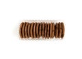 Brown biscuits in a plastic container isolated on white background Royalty Free Stock Photo