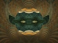Brown and black abstract flame fractal with eyes and ears