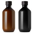 Brown and black glass medical bottle. E liquid Royalty Free Stock Photo