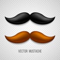 Brown, black isolated mustaches set. Vector