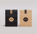 Brown and black paper packaging set mock up . coffee shop and restaurant. Royalty Free Stock Photo