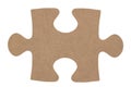 Brown blank cardboard puzzle piece isolated on white