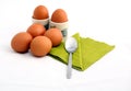 Boiled chicken eggs on the table ready for the Easter party Royalty Free Stock Photo