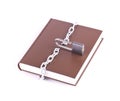 Brown book, padlock and the torn chain Royalty Free Stock Photo