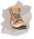 Brown boot on abstract background