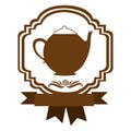 brown border heraldic decorative ribbon with teapot