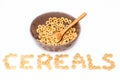 Brown bowl with cereals Royalty Free Stock Photo