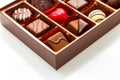 Brown Box of Chocolate with Assorted Chocolates Royalty Free Stock Photo