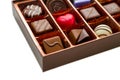 Brown Box of Chocolate with Assorted Chocolates Royalty Free Stock Photo