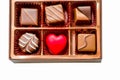 Brown Box of Chocolate with Assorted Chocolates Royalty Free Stock Photo