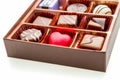 Brown Box of Chocolate with Assorted Chocolates Royalty Free Stock Photo