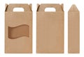 Brown Box window shape cut out Packaging template, Empty Box Cardboard, Boxes Paper kraft material Gift Box Brown Packaging carton Royalty Free Stock Photo