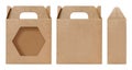 Brown Box window shape cut out Packaging template, Empty Box Cardboard, Boxes Paper kraft material Gift Box Brown Packaging carton Royalty Free Stock Photo