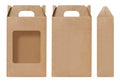 Brown Box window shape cut out Packaging template, Empty Box Cardboard, Boxes Paper kraft material Gift Box Brown Packaging carton Royalty Free Stock Photo