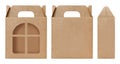 Brown Box window shape cut out Packaging template, Empty Box Cardboard, Boxes Paper kraft material Gift Box Brown Packaging carton Royalty Free Stock Photo