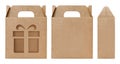 Brown Box window shape cut out Packaging template, Empty Box Cardboard, Boxes Paper kraft material Gift Box Brown Packaging carton Royalty Free Stock Photo