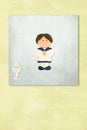 Brown boy celebrating first communion invitation card Royalty Free Stock Photo