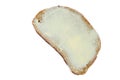 Brown bread with butter on a white background