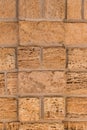 Brown brick blocks sand shell limestone natural texture wall background structure Royalty Free Stock Photo