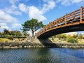 Brown bridge in a small town Royalty Free Stock Photo