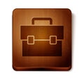 Brown Briefcase icon isolated on white background. Business case sign. Business portfolio. Wooden square button. Vector Royalty Free Stock Photo